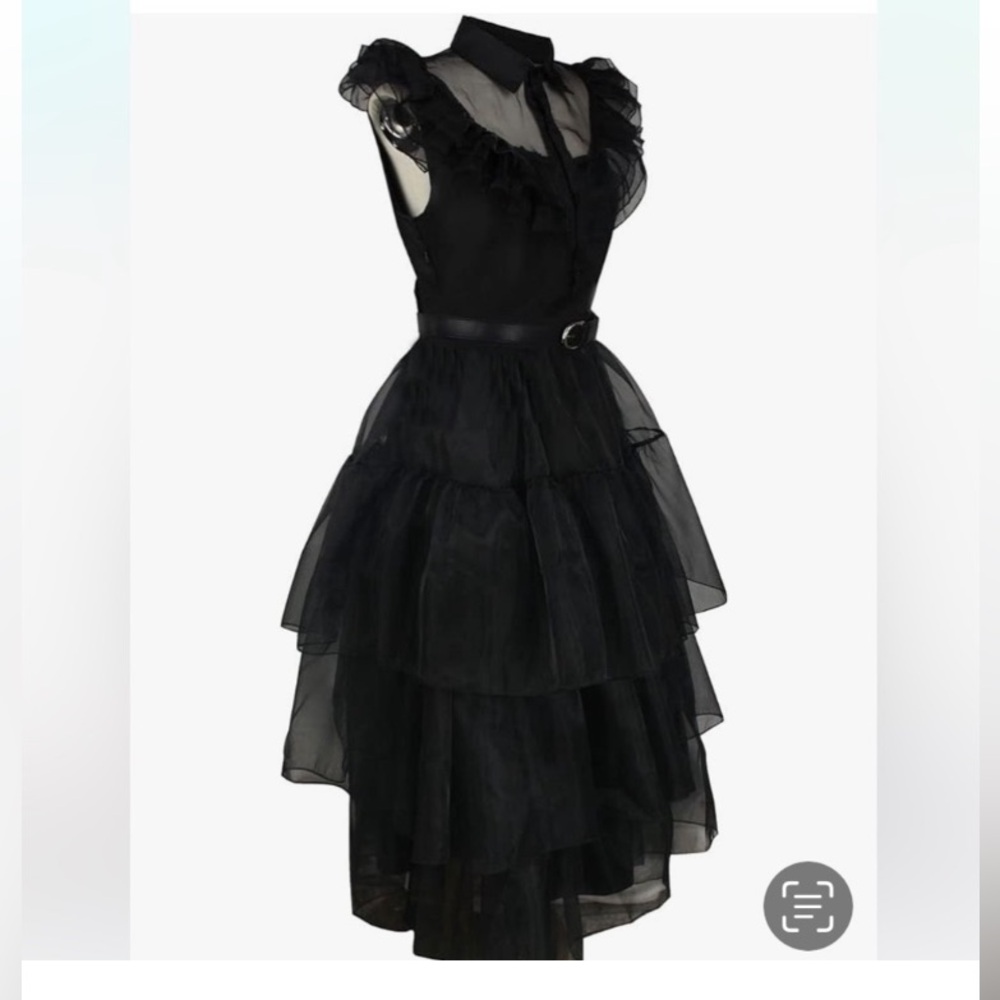 NWT DOSE black Wednesday Raven gothic tulle angel linked dress